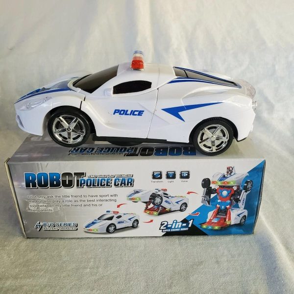 Robot Police Car Toy – Transformer with Lights, Music, Automatic Rotation, Bump-and-Go Action & Kids’ Brain Development Fun