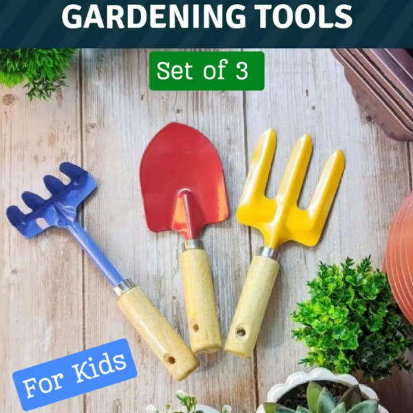 Kids Gardening Tools Set (3 Pcs) – Mini Shovel, Rake & Spade for Outdoor Play