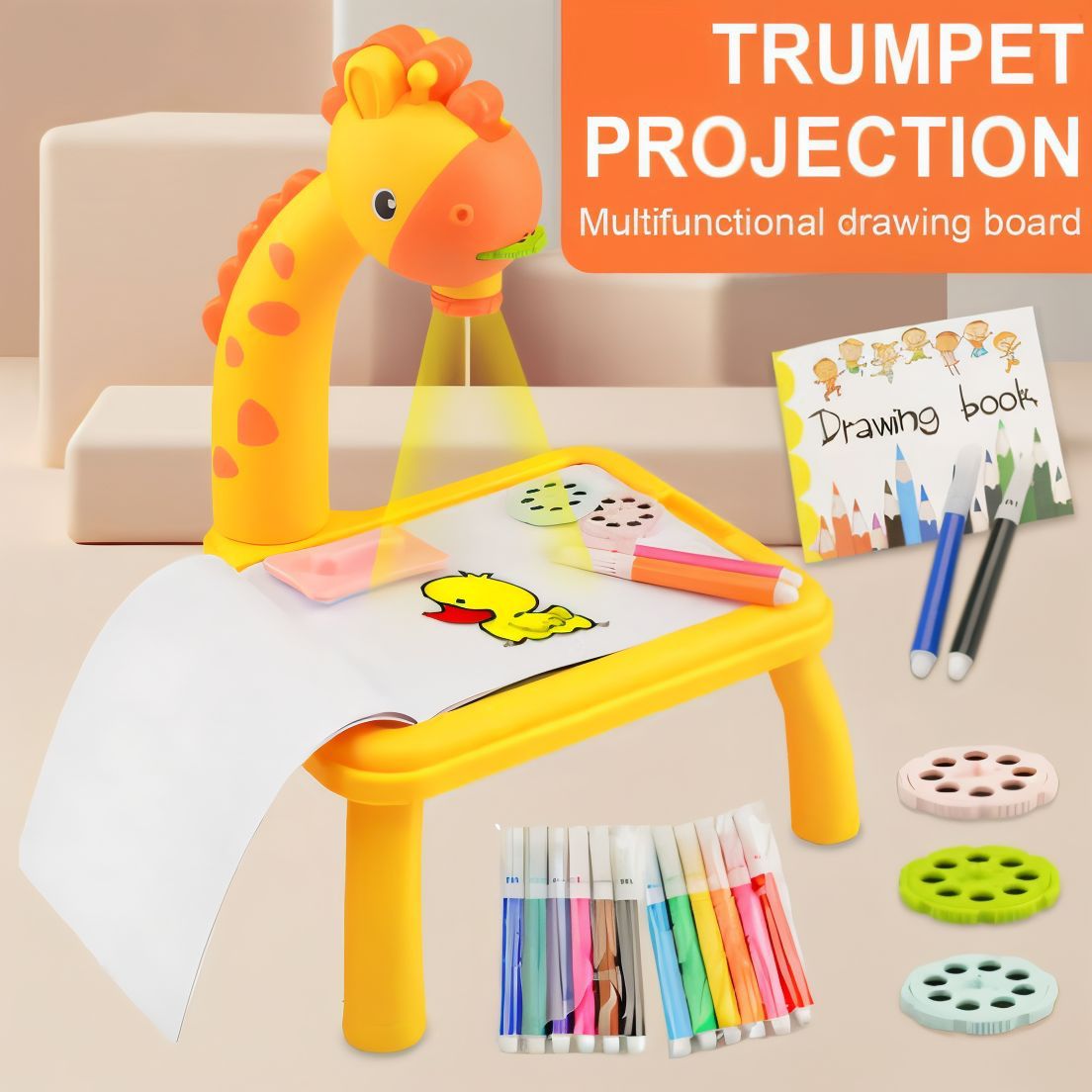Giraffe LED Projector Drawing Board – Kids Art & Painting Table Toy