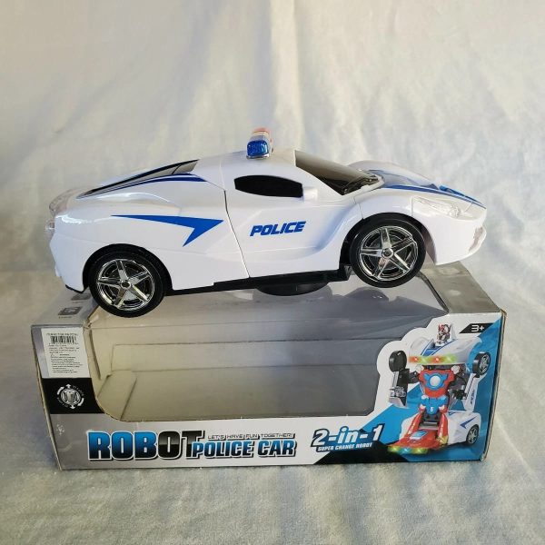 Robot Police Car Toy – Transformer with Lights, Music, Automatic Rotation, Bump-and-Go Action & Kids’ Brain Development Fun