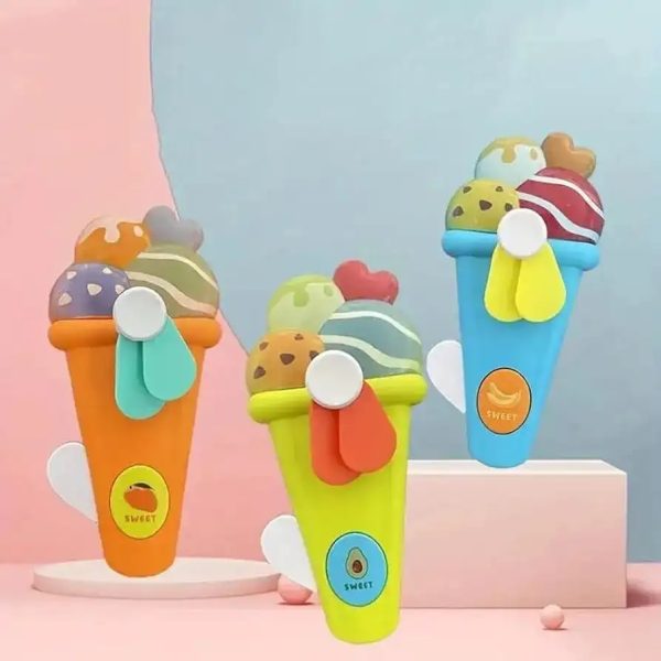 Ice Cream Cone Handheld Toy Fan for Kids – Cute Cartoon Mini Fan