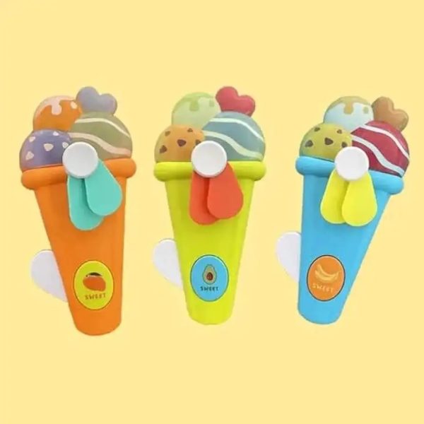Ice Cream Cone Handheld Toy Fan for Kids – Cute Cartoon Mini Fan